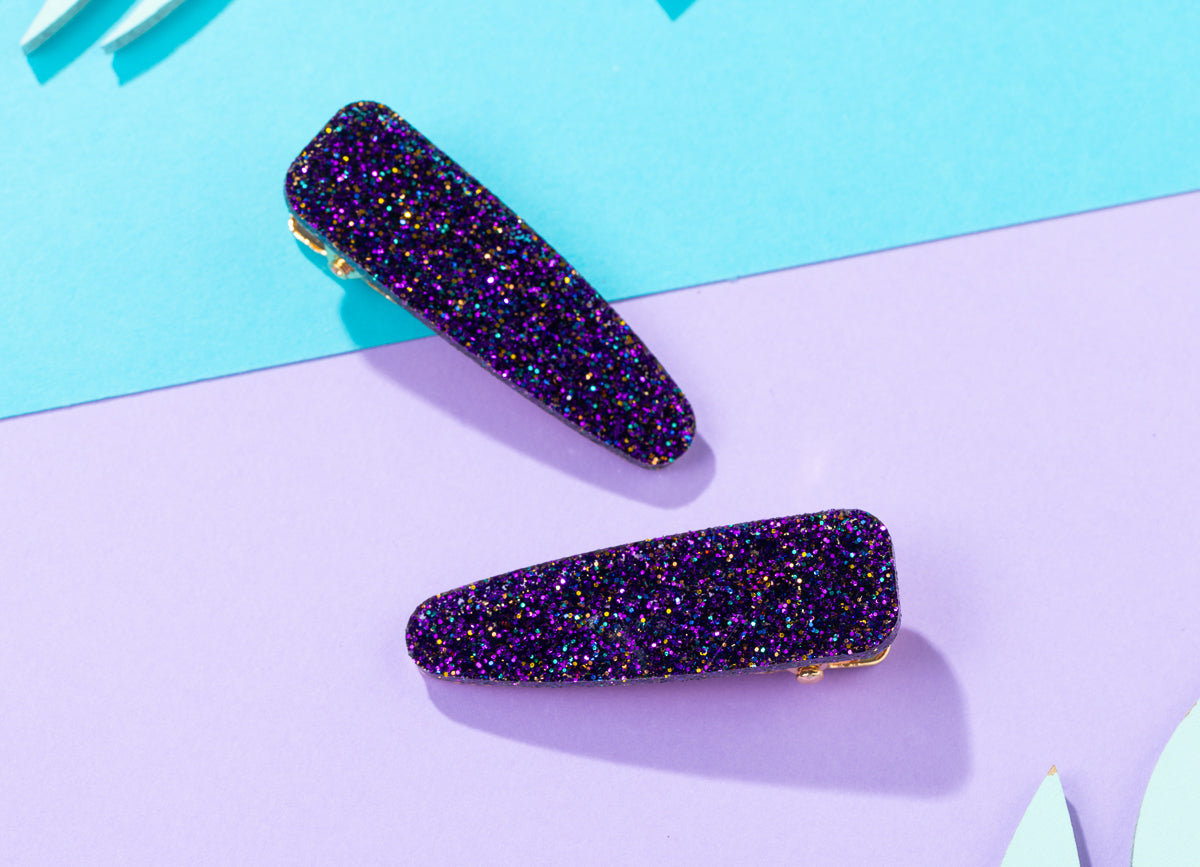 Purple Glitter Hairclips