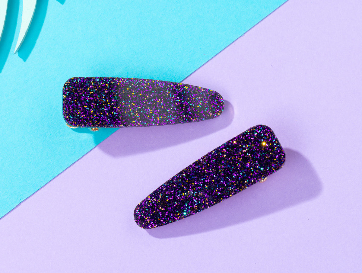 Purple Glitter Hairclips