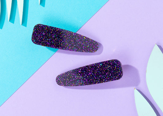Purple Glitter Hairclips