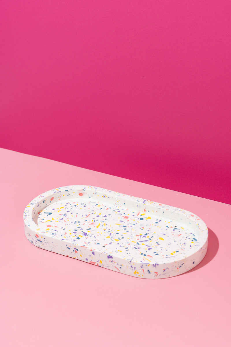 Purple, Yellow, Pink Blue Terrazzo Pill tray Large