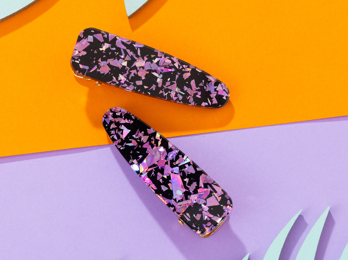 Purple chunky glitter Hairclips