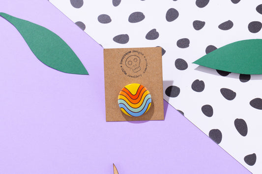 Wavy Rainbow 25mm Button Badge