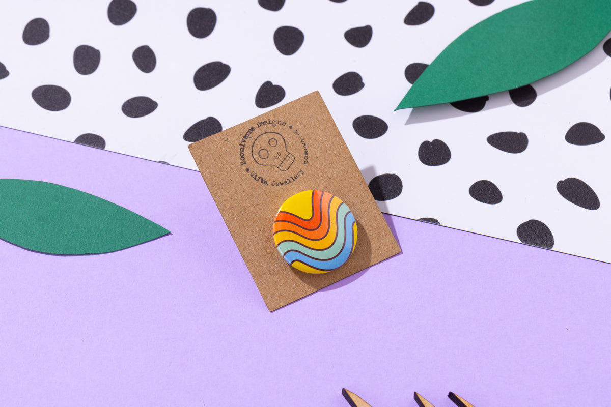 Wavy Rainbow 25mm Button Badge