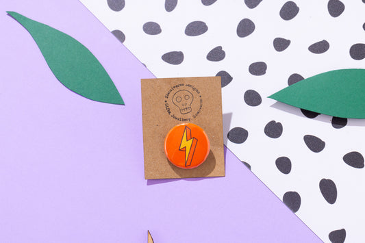 Lightning Bolt 25mm Button Badge