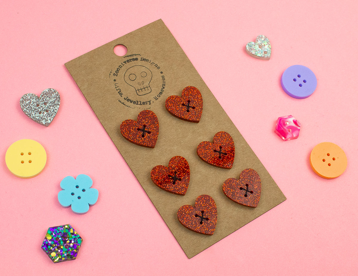 Red Glitter Acrylic Buttons