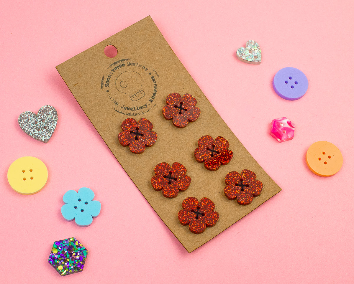 Red Glitter Acrylic Buttons