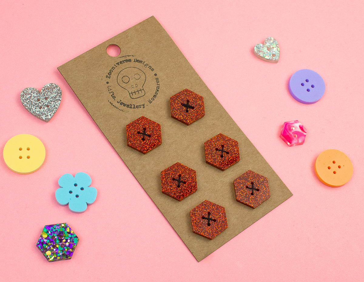 Red Glitter Acrylic Buttons