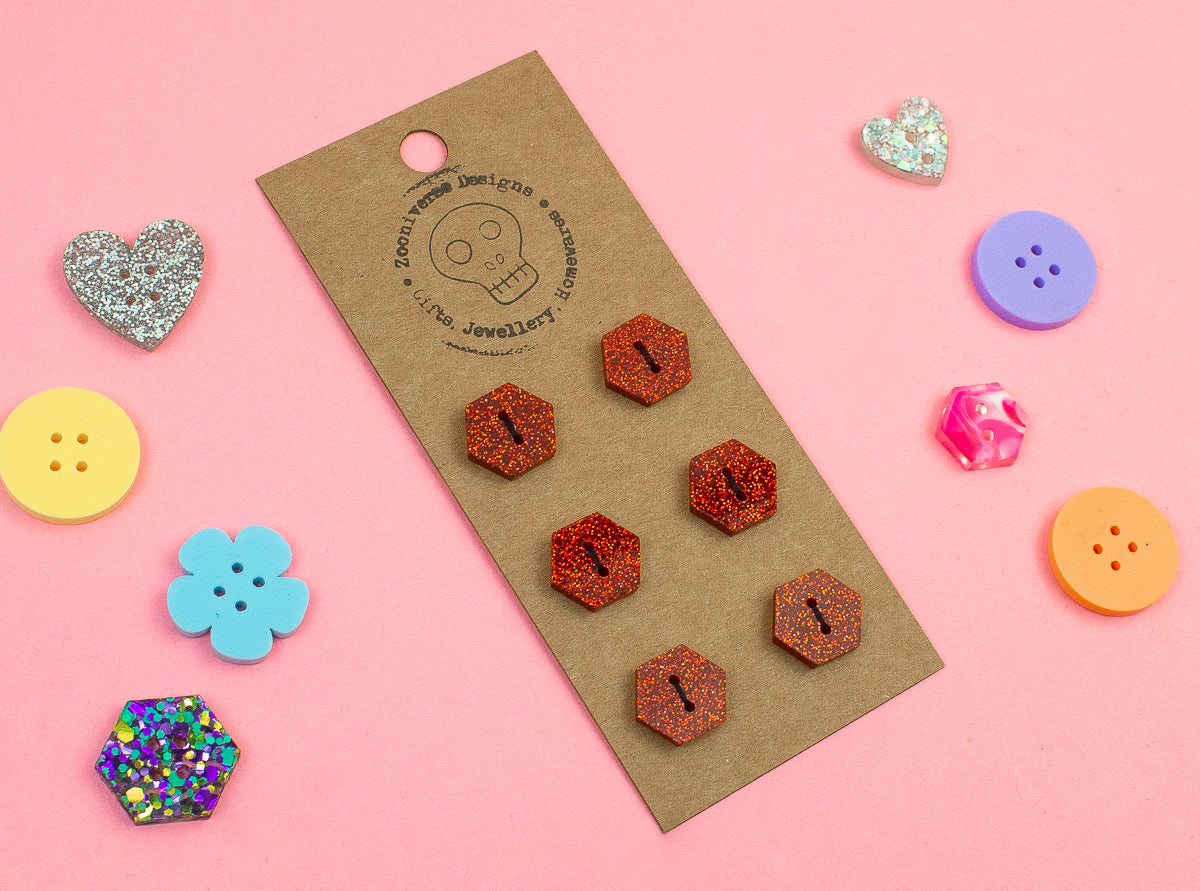 Red Glitter Acrylic Buttons