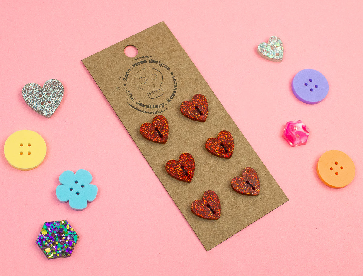 Red Glitter Acrylic Buttons