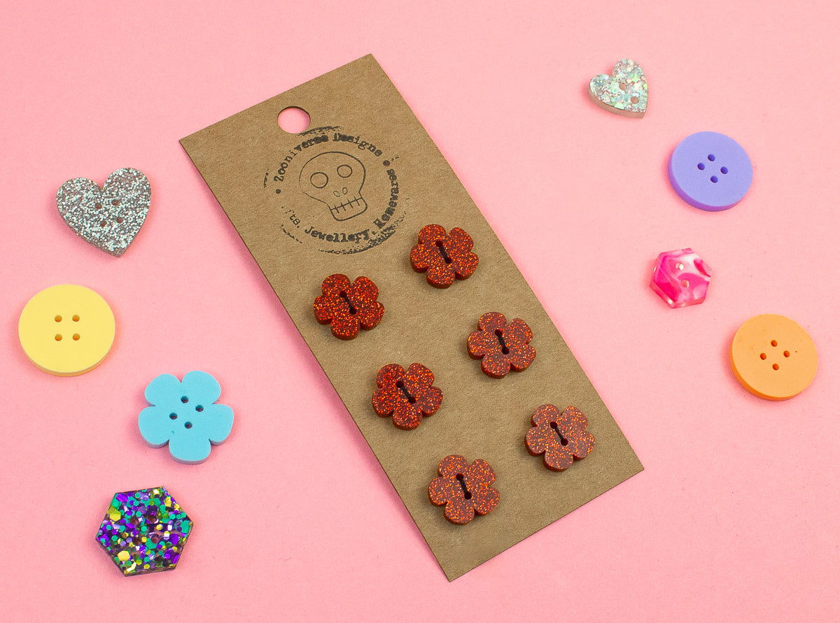 Red Glitter Acrylic Buttons
