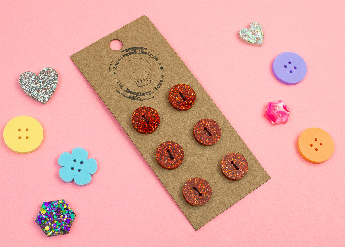 Red Glitter Acrylic Buttons