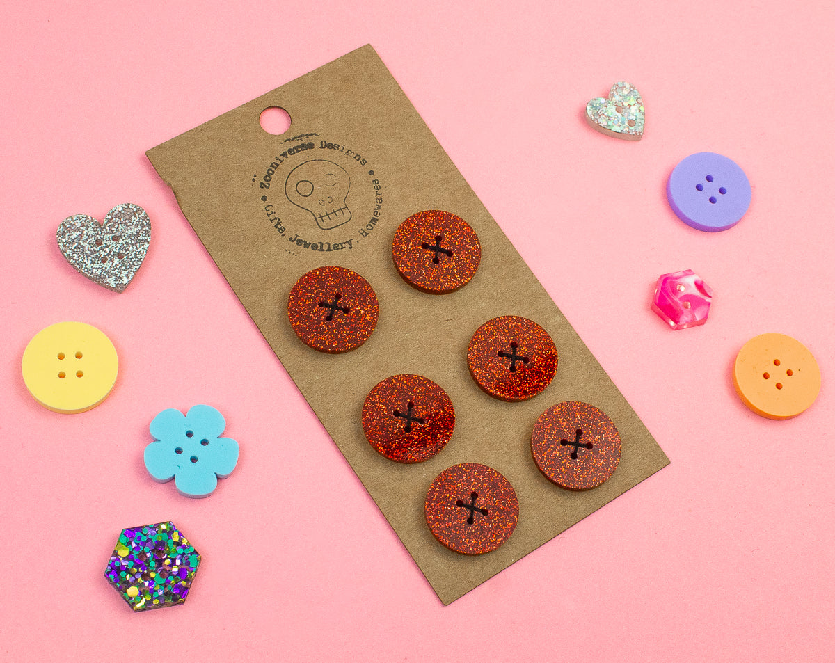 Red Glitter Acrylic Buttons