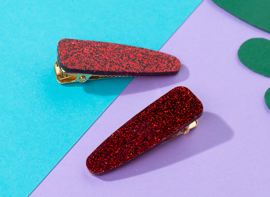 Red Glitter Hairclips