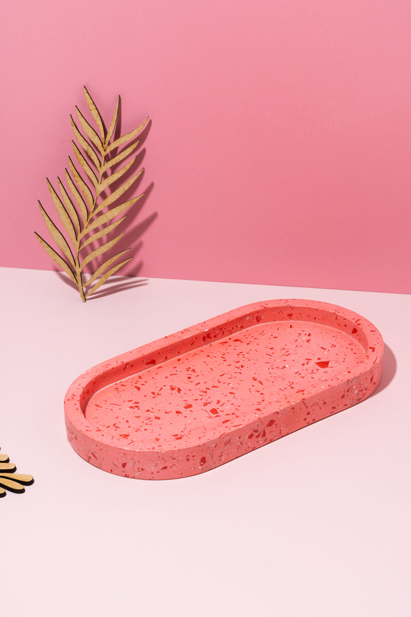 Red and Pink Terrazzo Pill tray Large
