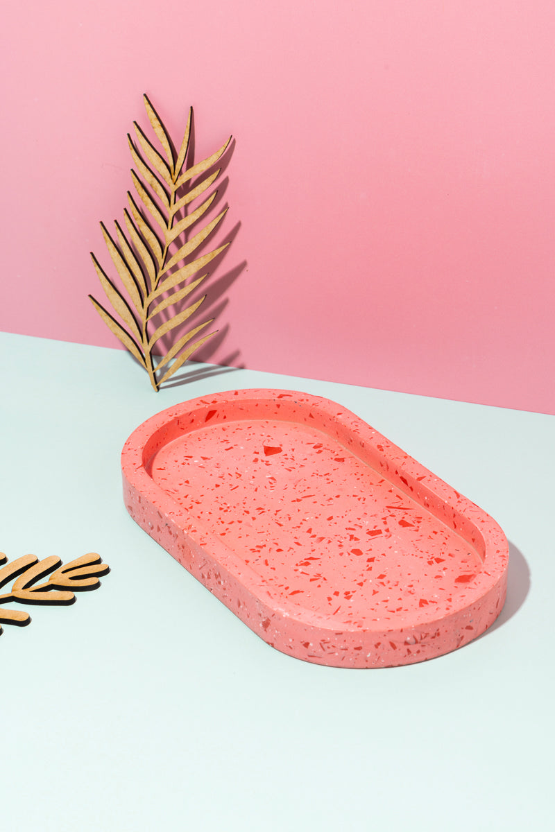 Red and Pink Terrazzo Pill tray Large