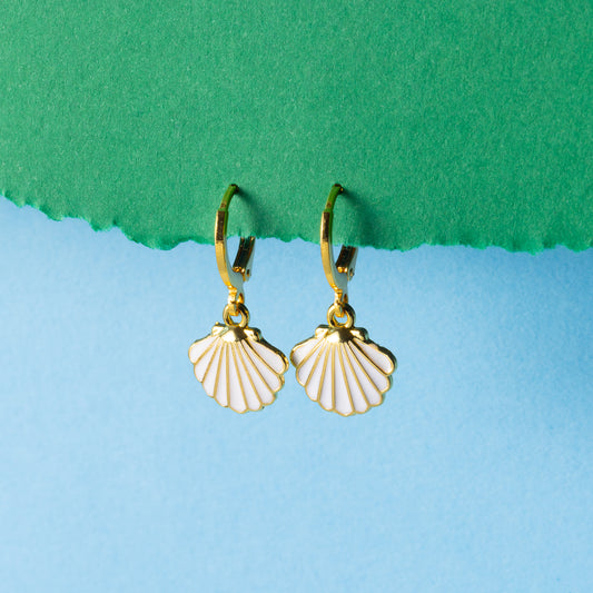 Shell Gold Huggie Hoops