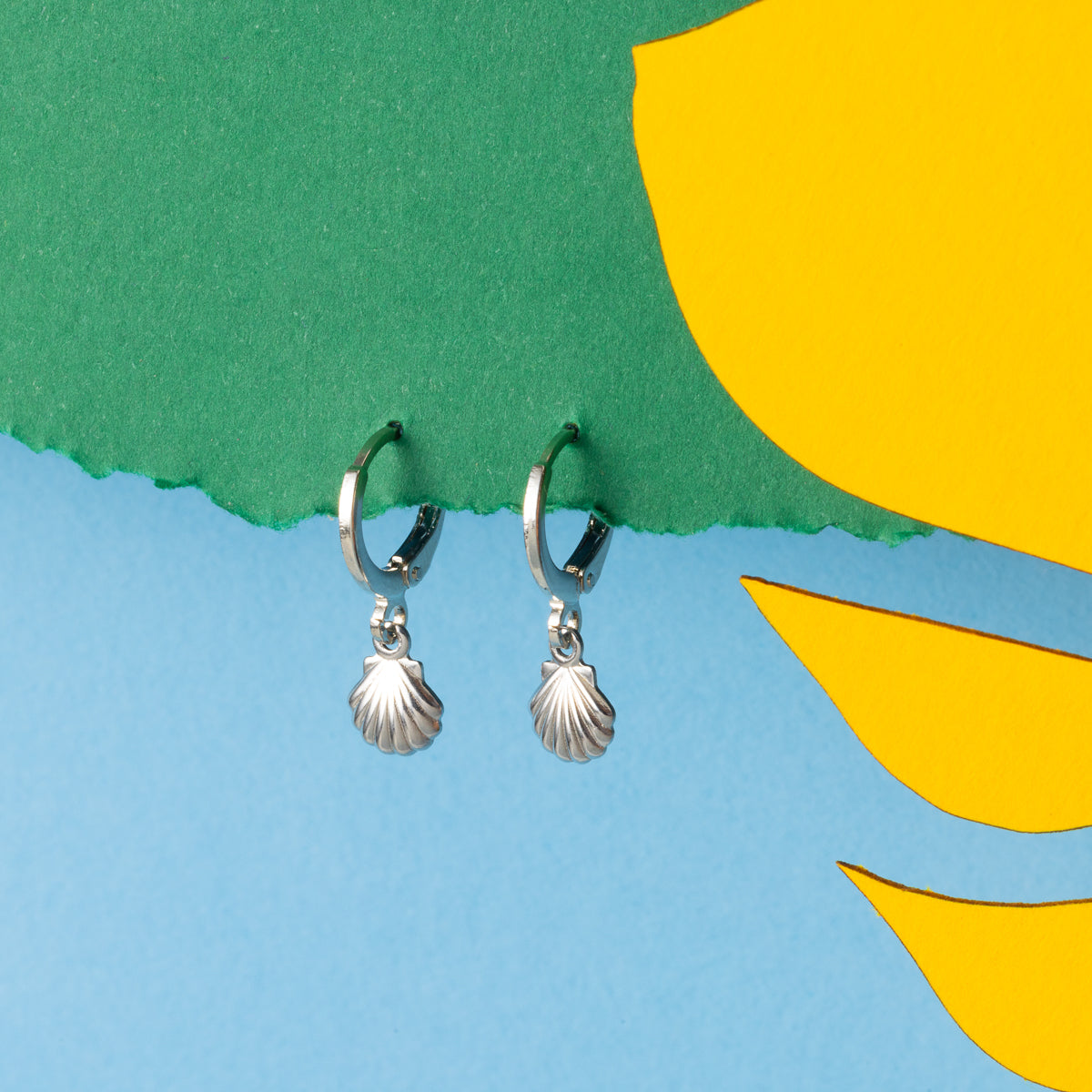 Shell Silver Huggie Hoops