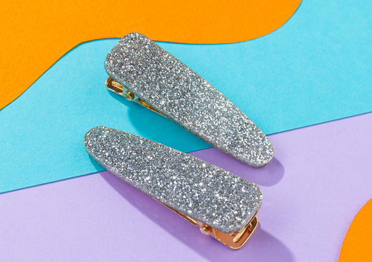 Silver Glitter Hairclips