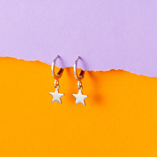 Star Gold Huggie Hoops Silver