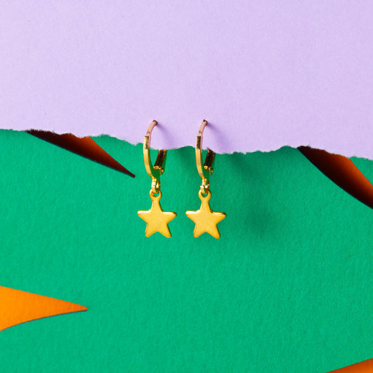 Star Gold Huggie Hoops Gold