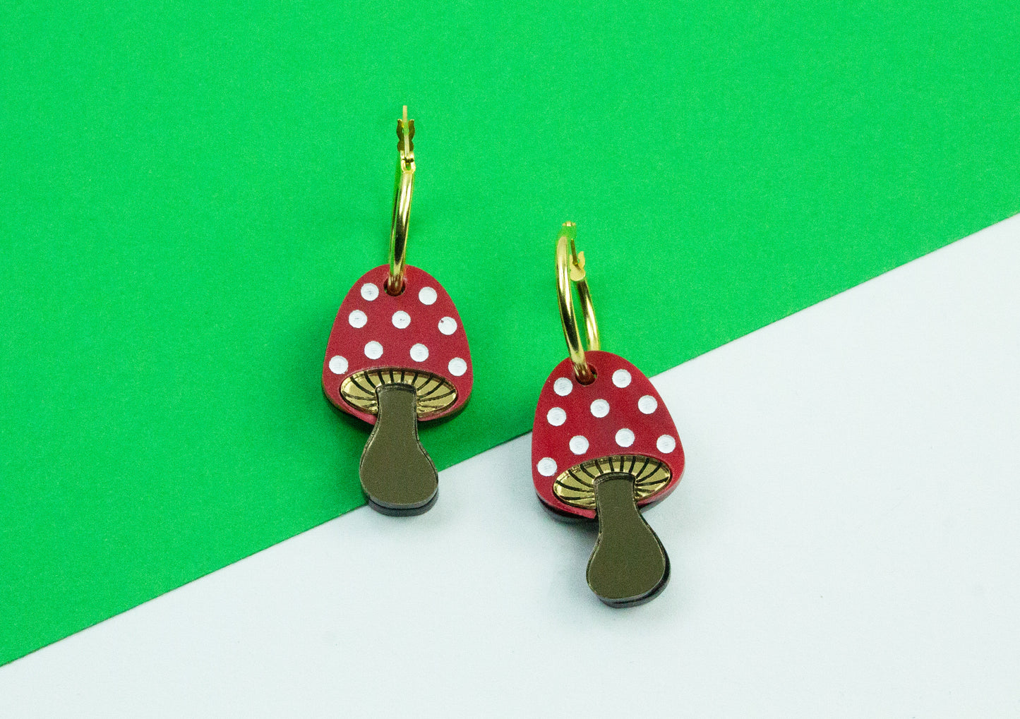 Toadstool mushroom earrings