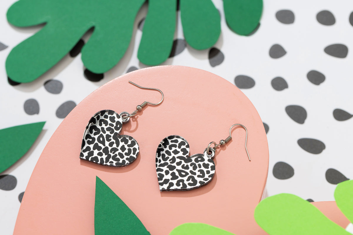 Animal Print Heart Earrings