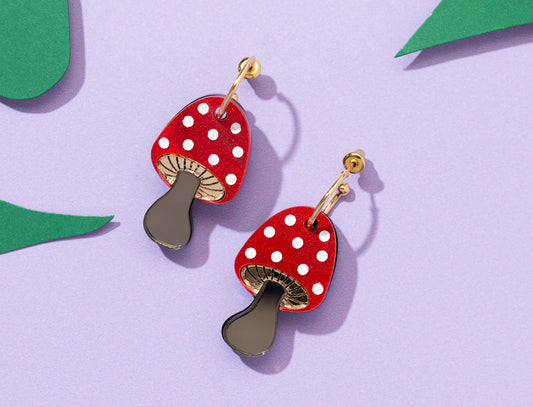 Toadstool mushroom earrings