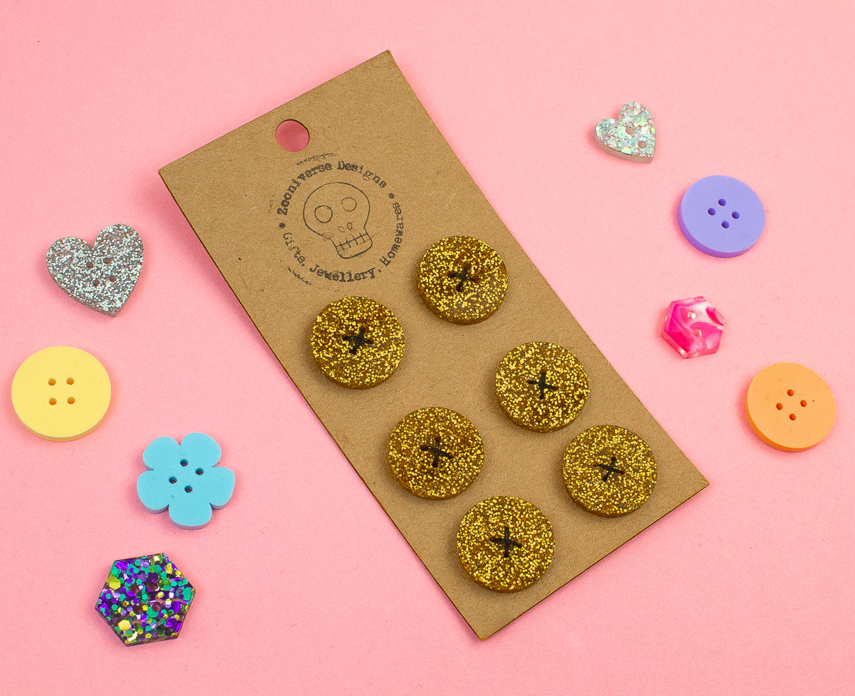 Yellow Glitter Acrylic Buttons