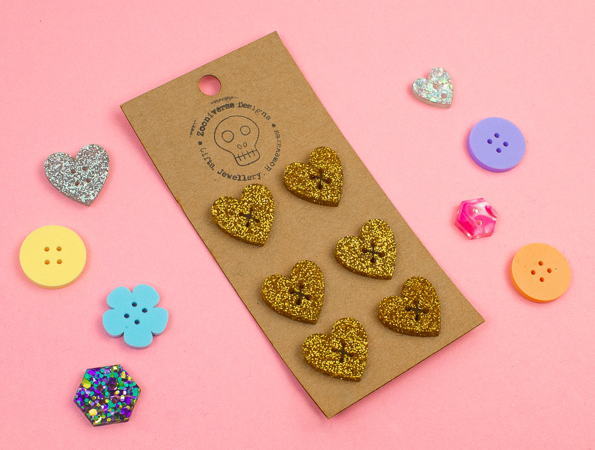 Yellow Glitter Acrylic Buttons