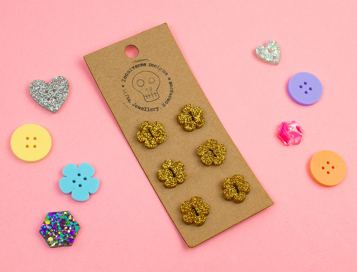 Yellow Glitter Acrylic Buttons