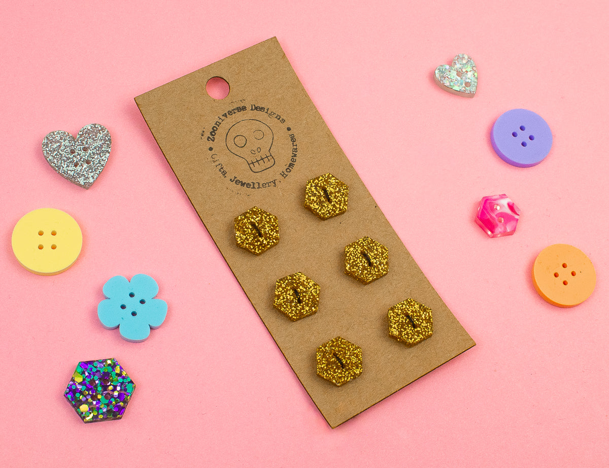 Yellow Glitter Acrylic Buttons
