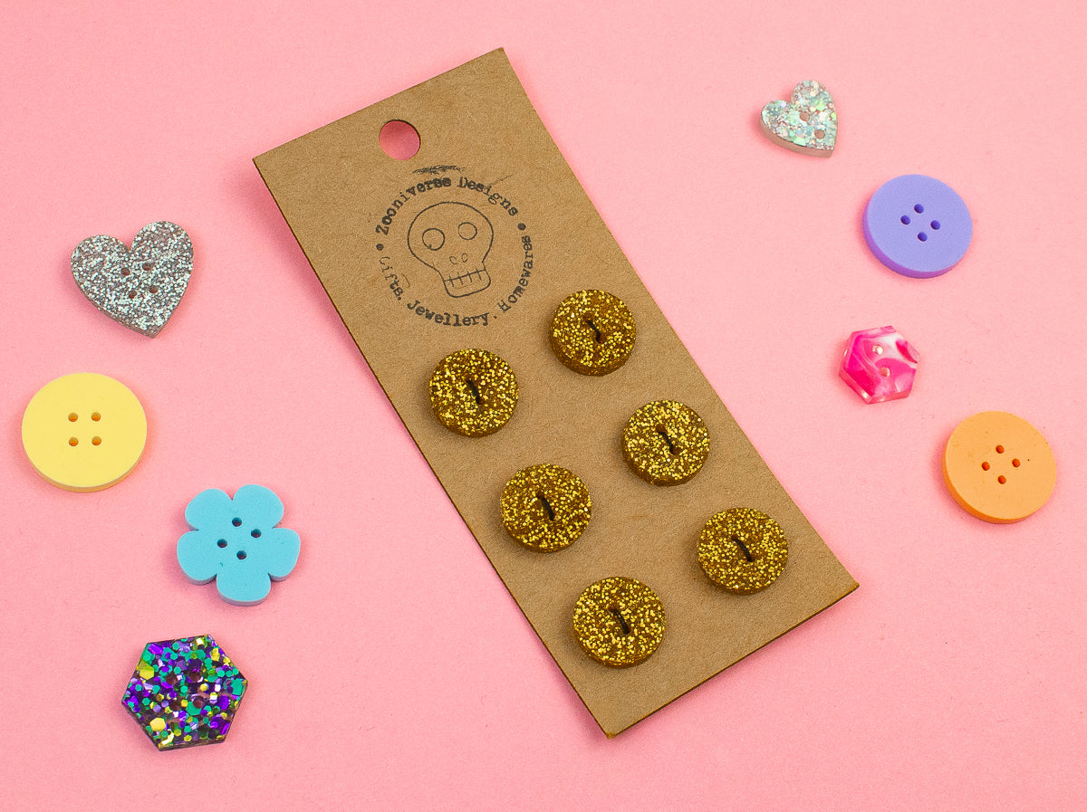Yellow Glitter Acrylic Buttons