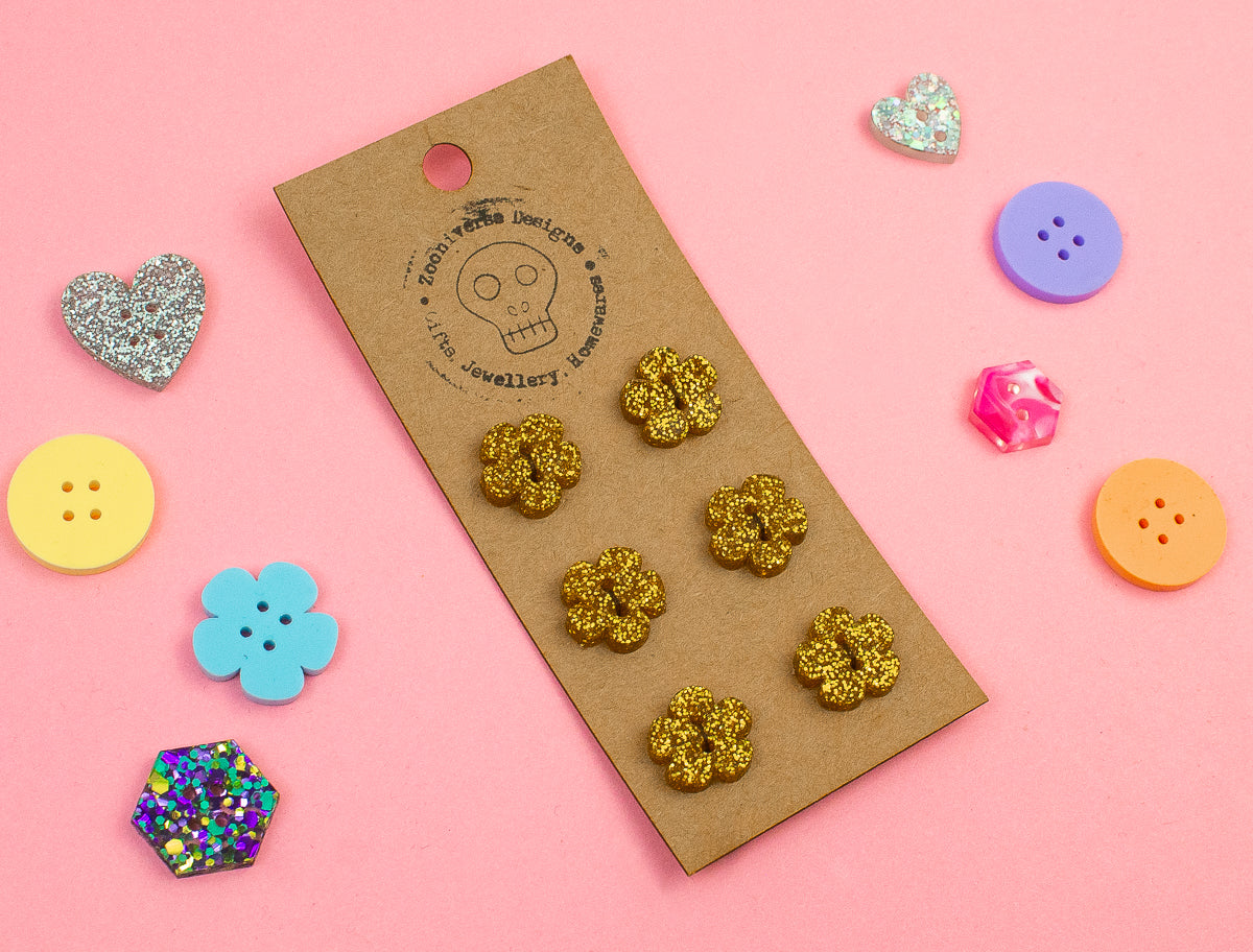 Yellow Glitter Acrylic Buttons