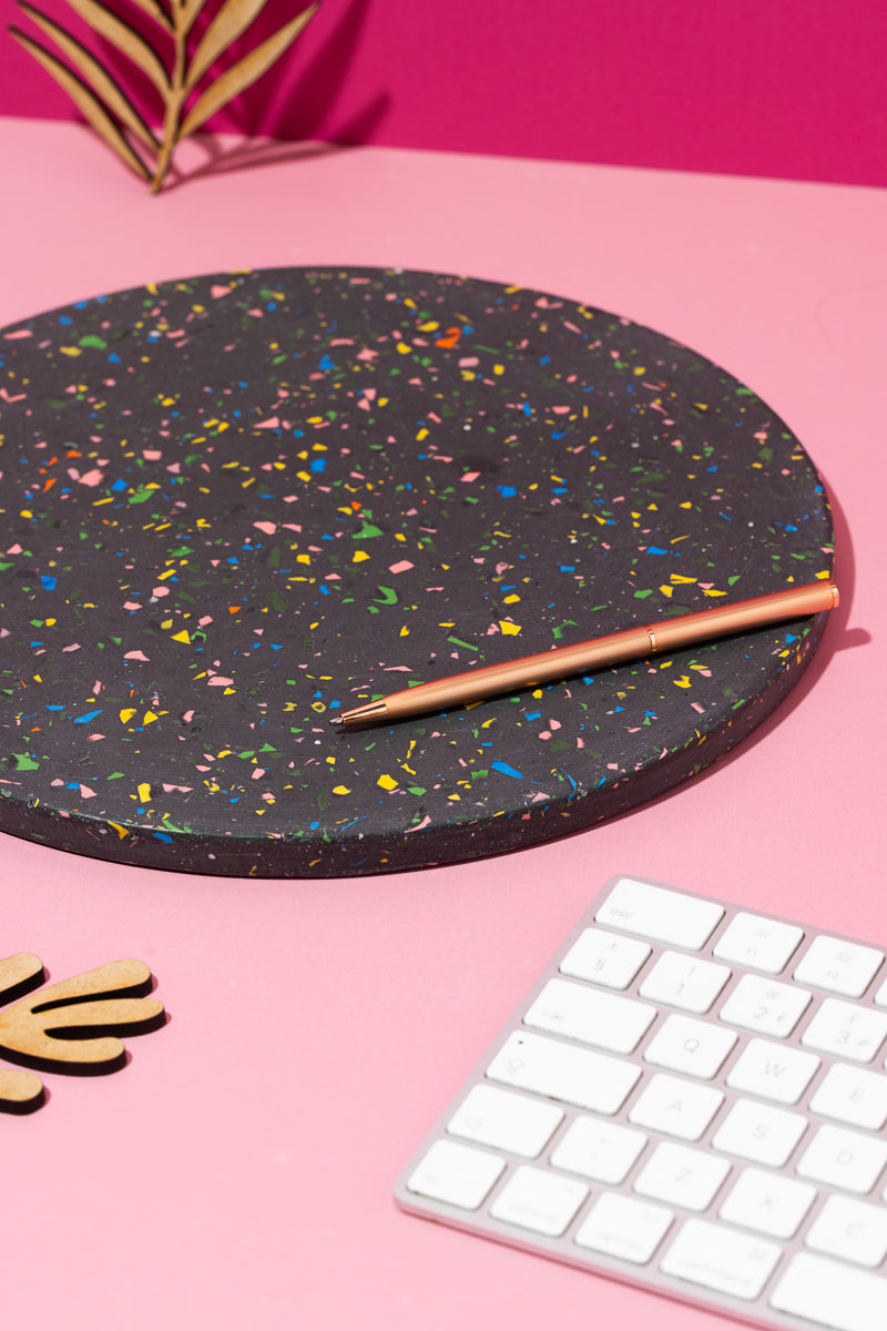 Yellow, Pink, Orange, Green, Blue, Black Terrazzo Heatmat