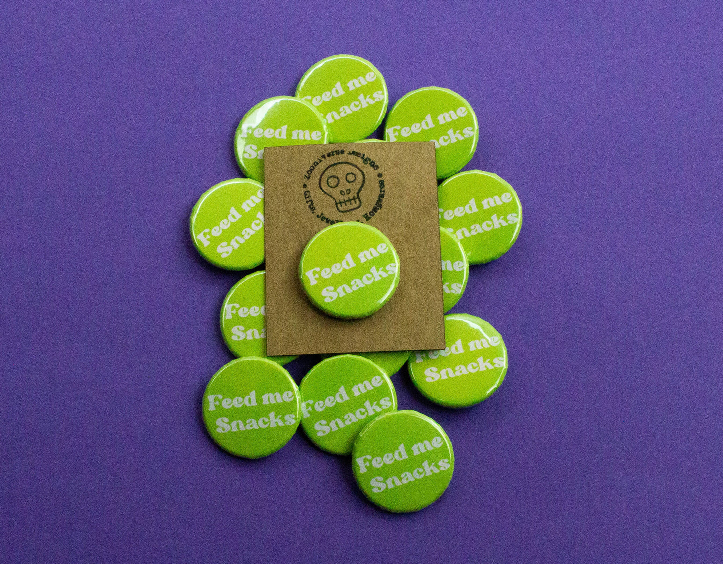 Feed Me Snacks 25mm Button Badge