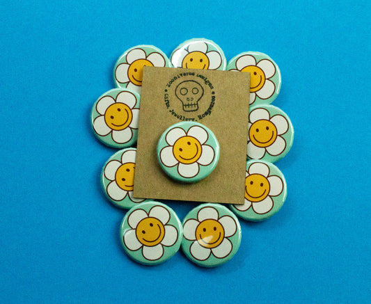Flower Face 25mm Button Badge