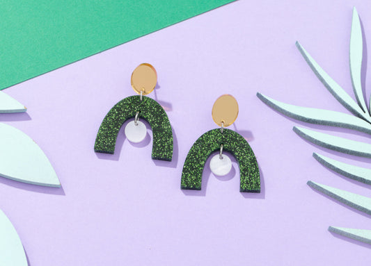 Arch Dangle Glitter Earrings