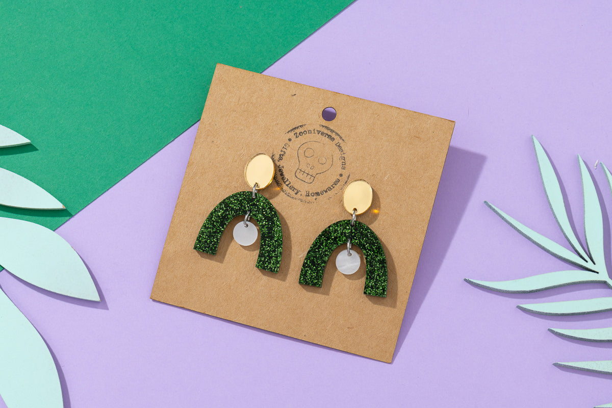 Arch Dangle Glitter Earrings